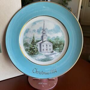 AVON Christmas Plate "Country Church" Enoch Wedgwood 1974 2nd Edition